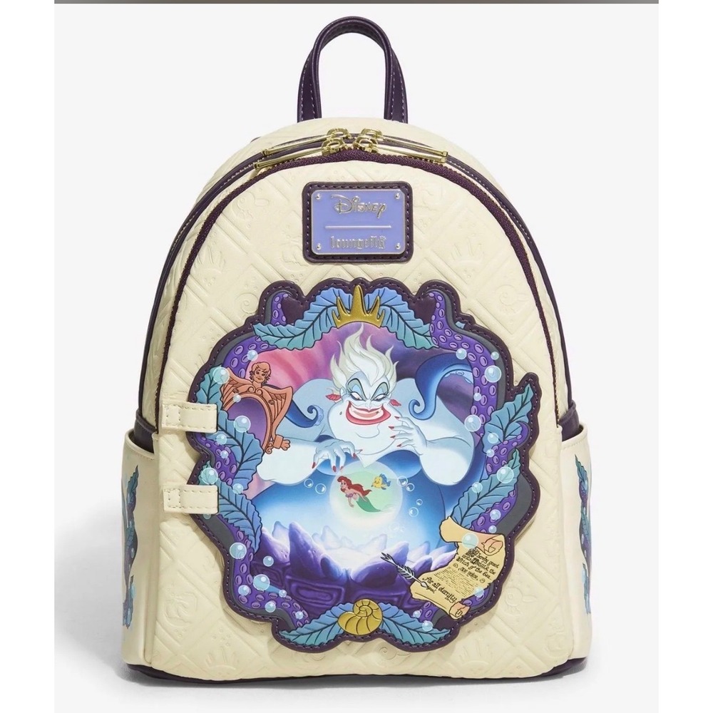 Loungefly Disney Ursula Little Mermaid Mini Backpack Cream Purple Lenticular New